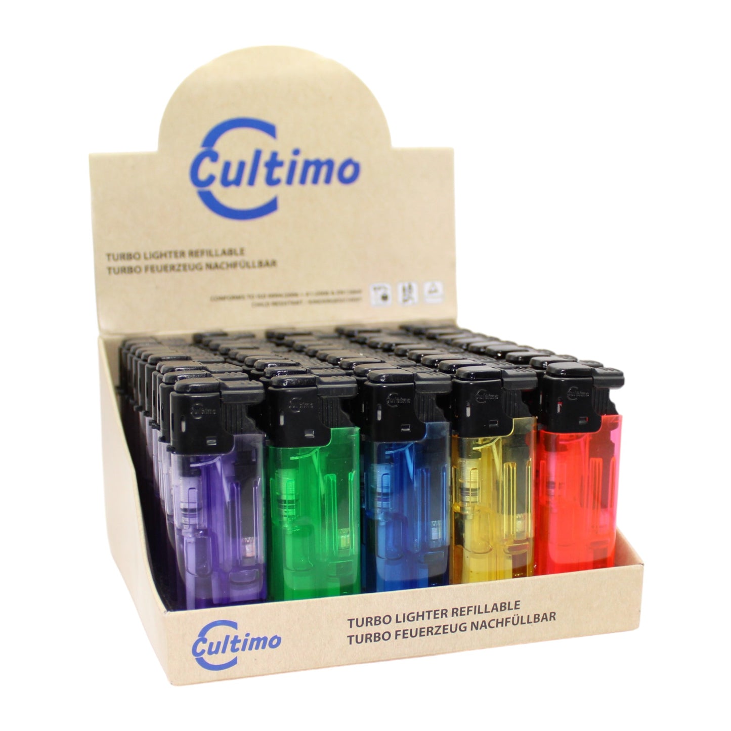 Cultimo Turbo Lighter: Colored Transparent - 50 Stk