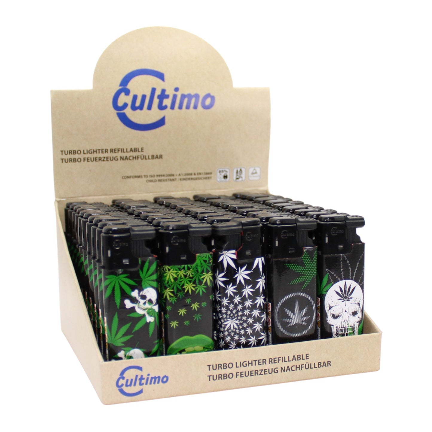 Cultimo Turbo Lighter: Skull&Leaves - 50 Stk