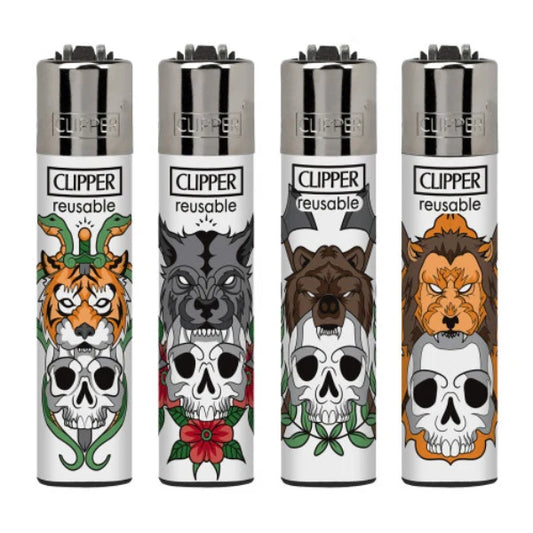 Clipper Mini Lighter: Flint "ANIMAL & SKULL" - 48 Stk