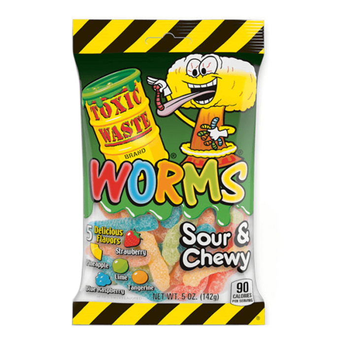 Toxic Waste Bags: Sour Gummy Worms - 142g x 12 Stk