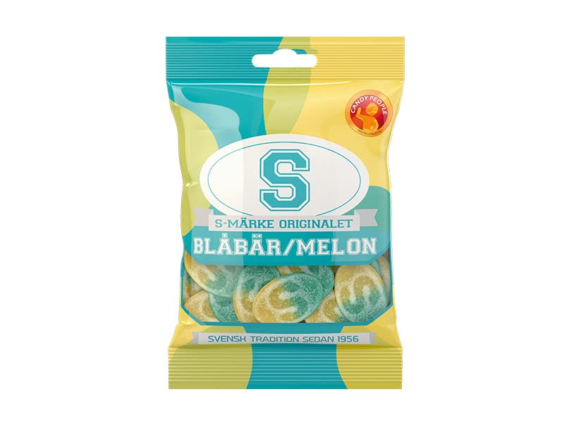 S-Märken Bags: Blåbär/Melon - 80g x 18 Stk