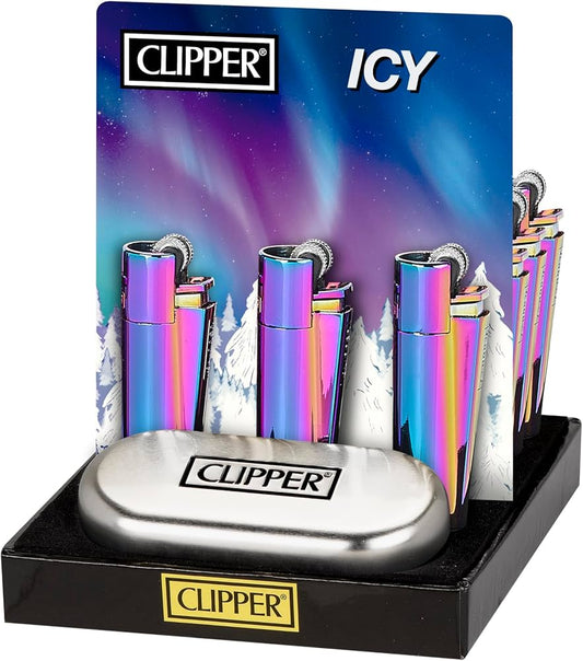 Clipper Lighter Metal: JET "ICY" inc. GIFT BOX - 12 stk