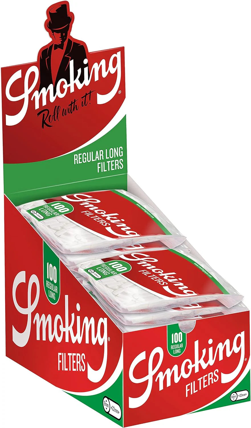 Smoking REGULAR GREEN LONG FILTER Bags - 100 x 25 Stk