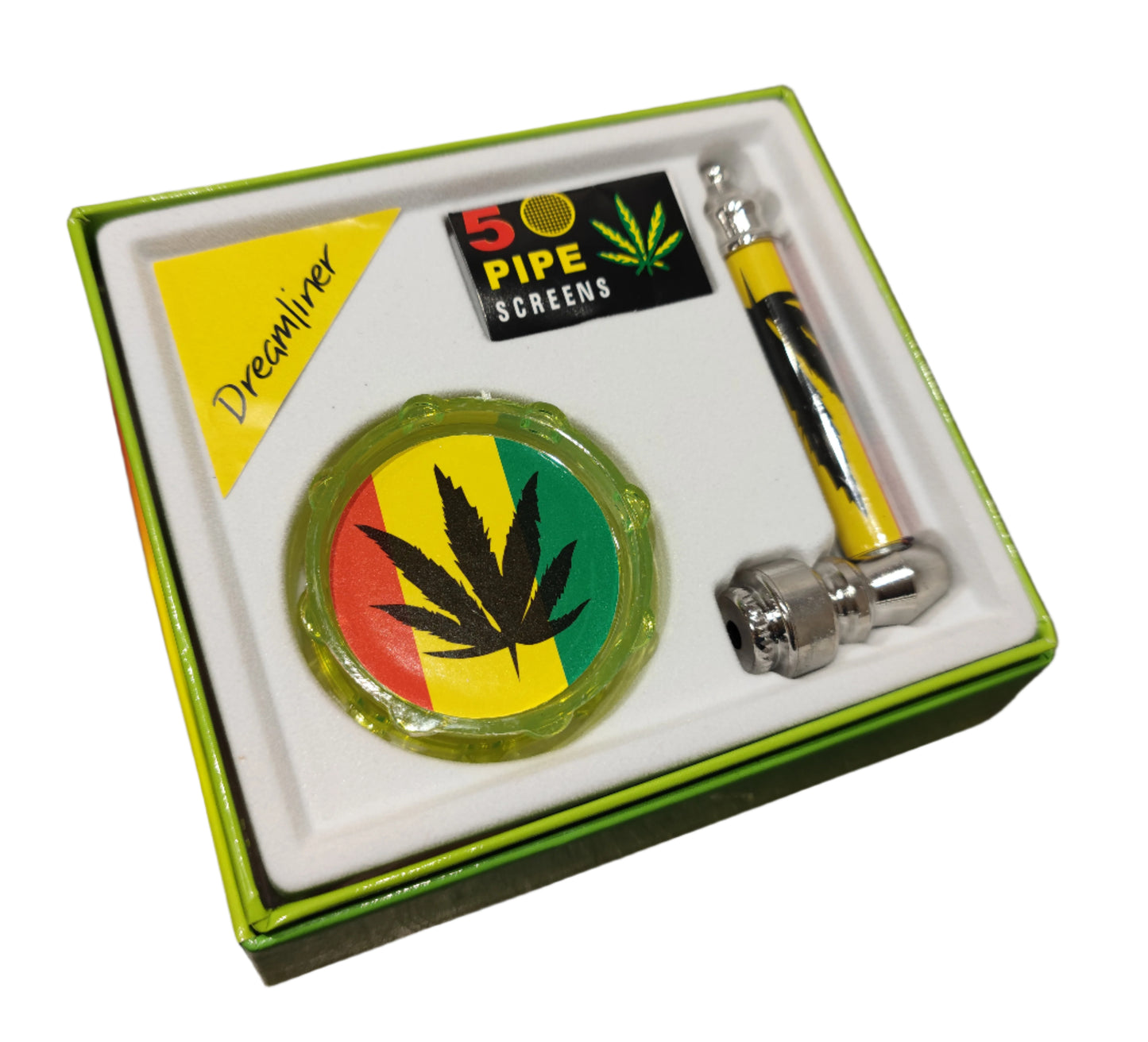 Giftset Yellow Pipe + Grinder + 5 Screens