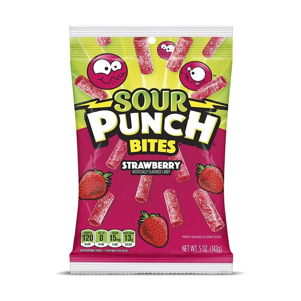 Sour Punch Bags: Strawberry Bites - 142g x 12 Stk