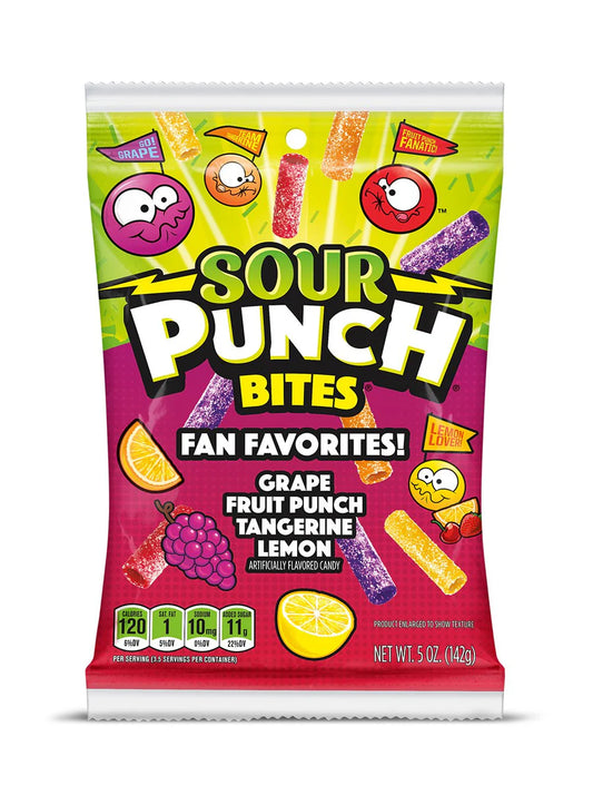 Sour Punch Bags: Fan Favorites Bites - 142g x 12 Stk