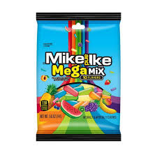 Mike & Ike Bags: Blue&Rainbow Mega Mix - 141g x 12 Stk