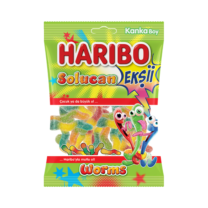 Haribo - WORMS EKSII - 70g x 24 stk