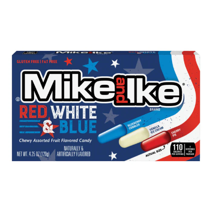 Mike & Ike Theatre: Red,White & Blue - 120g x 12 stk