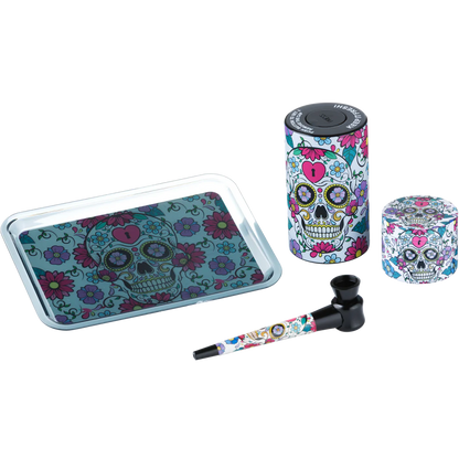 Super Gift Set Grinder/Pipe/Storage/Flower Skull Box